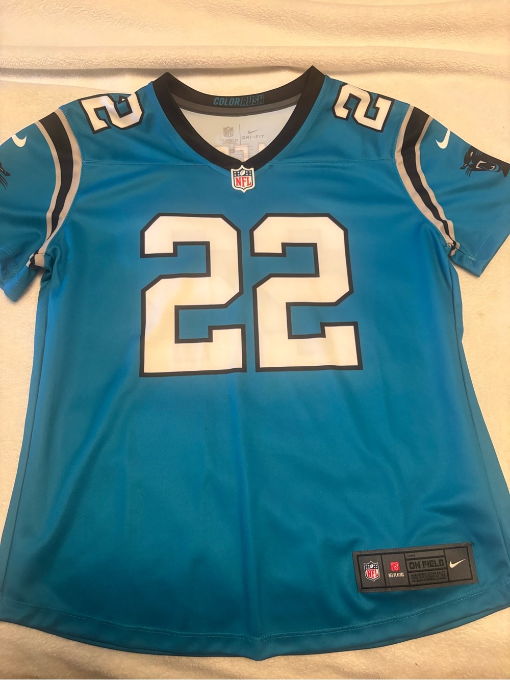 NFL Women’s #22 Panthers Teal Football Jersey